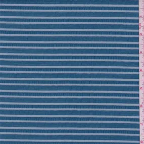 3 1/4 YD PC-Peacock Blue Satin Stripe Organza Fabric