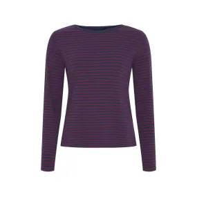 Amelie Striped Long Sleeve Tee - SR Navy / Sangria