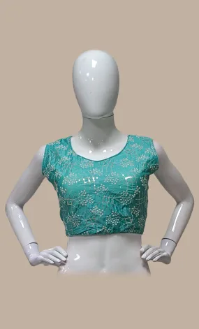 Aqua Embroidered Blouse