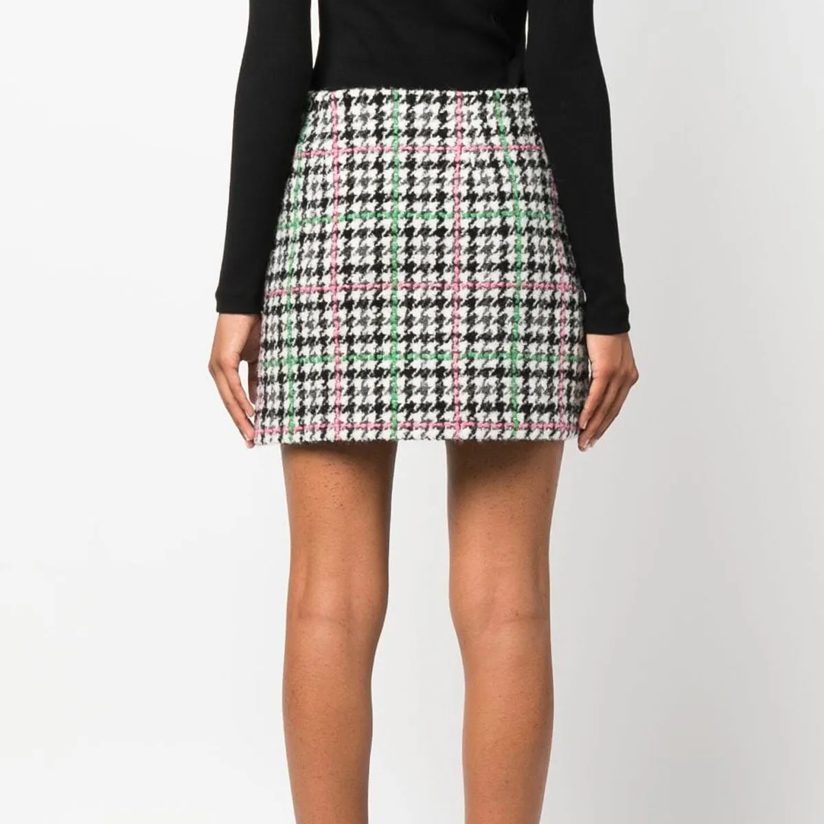 Blended wool mini skirt with "Micro Check Wool" motif Grey