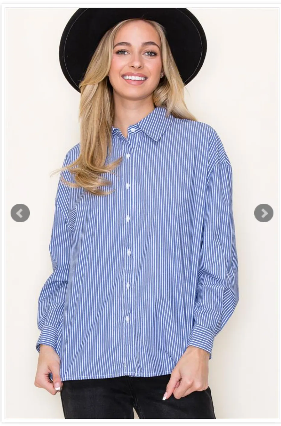 Blue Pinstripe Long Sleeve Top | FINAL SALE