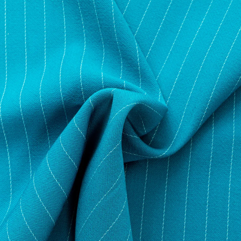 Bright Teal Pinstriped Pure Wool