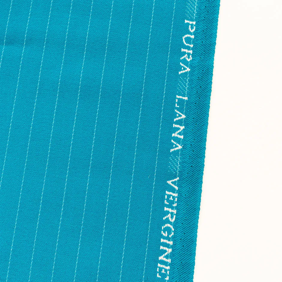 Bright Teal Pinstriped Pure Wool