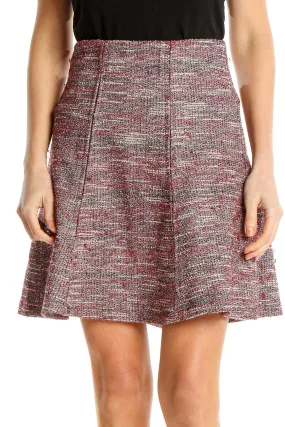 Burgundy Tweed A-Line Mini Skirt