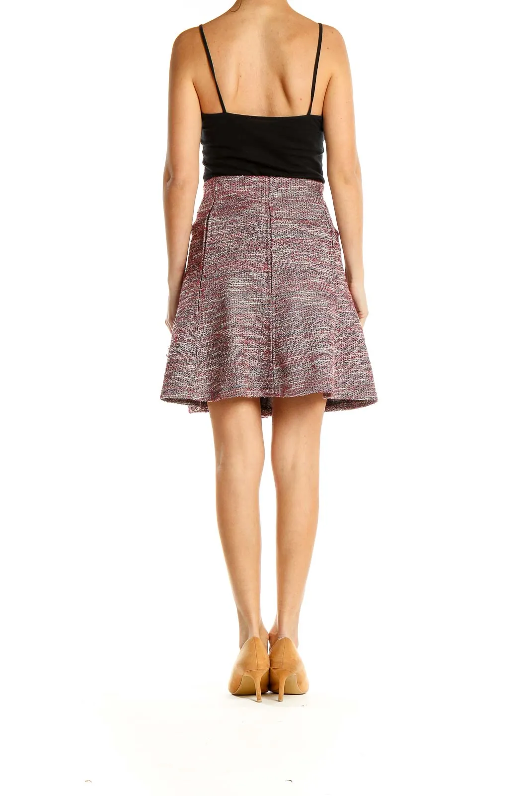 Burgundy Tweed A-Line Mini Skirt