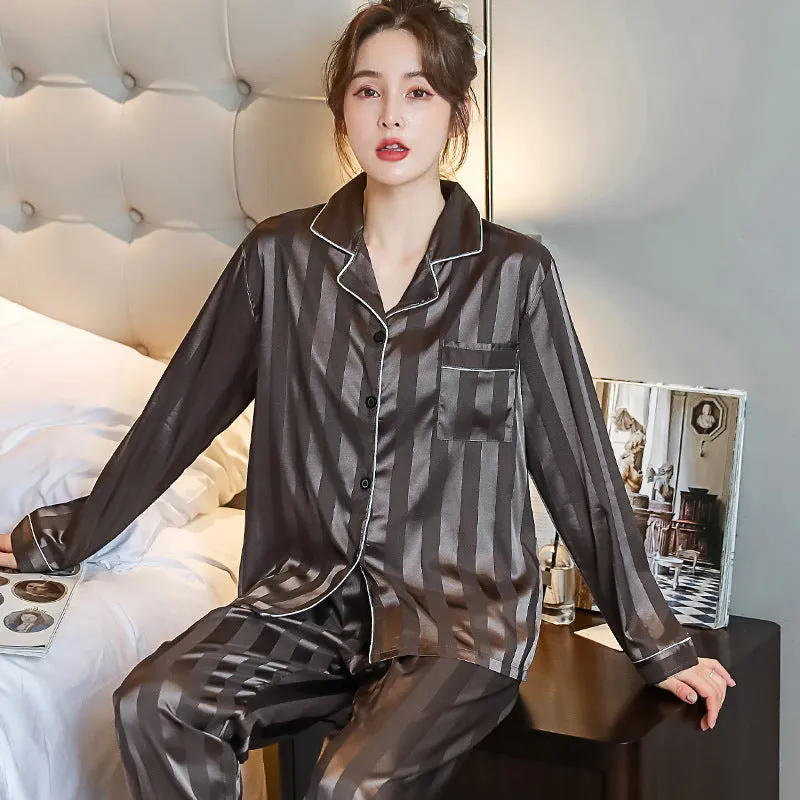 Couples Stripe Satin Silk Pj Set