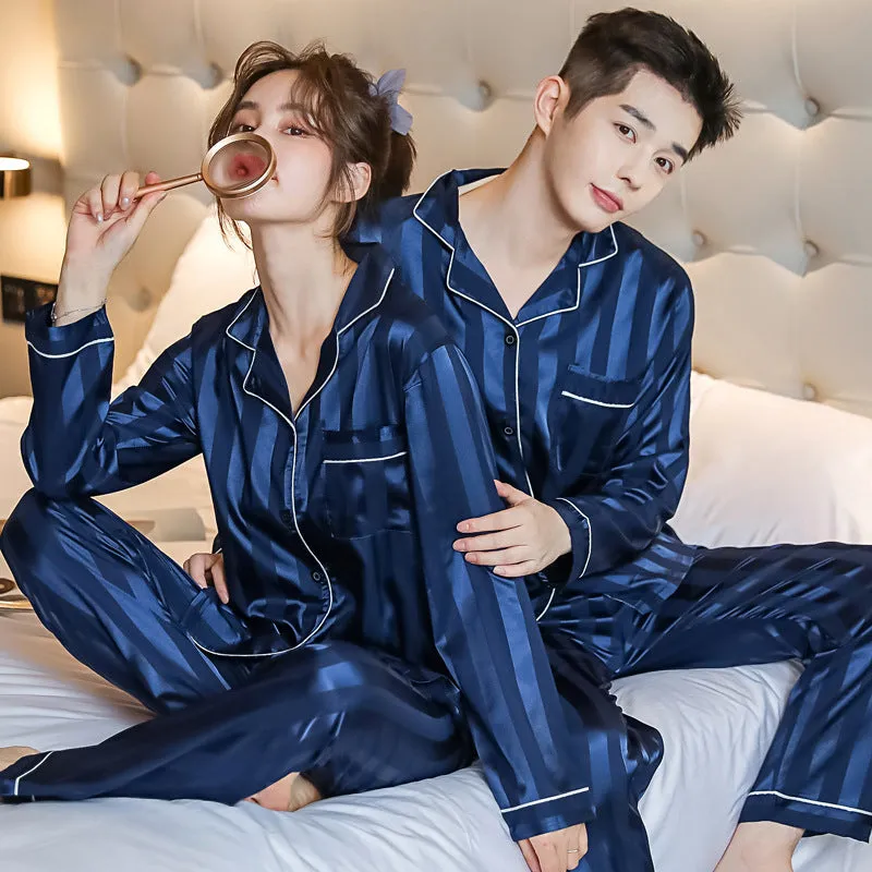 Couples Stripe Satin Silk Pj Set