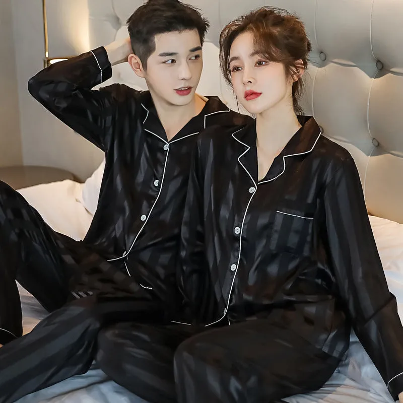 Couples Stripe Satin Silk Pj Set