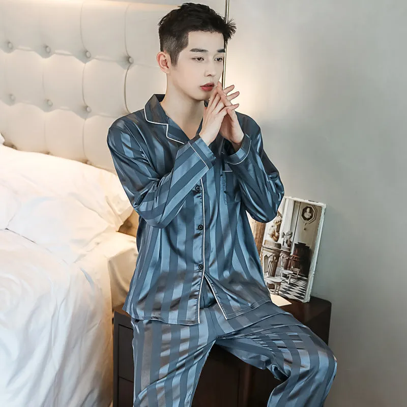 Couples Stripe Satin Silk Pj Set