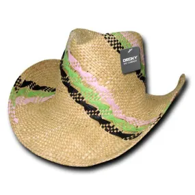 Decky Hillary Yellow Straw Western Cowboy Hats One Size Mens Unisex