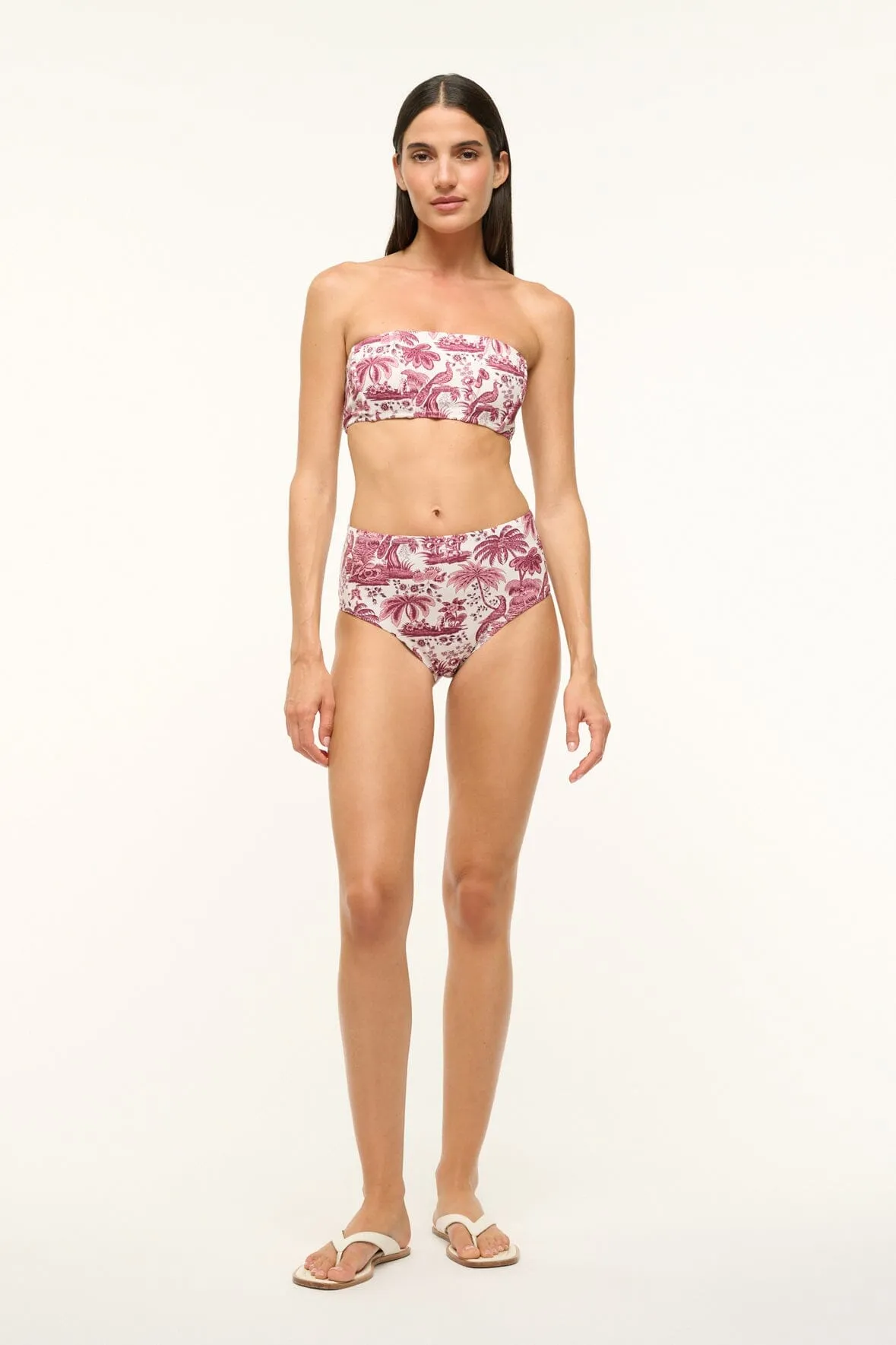 DEVON HIGH RISE BIKINI BOTTOM | BORDEAUX TOILE