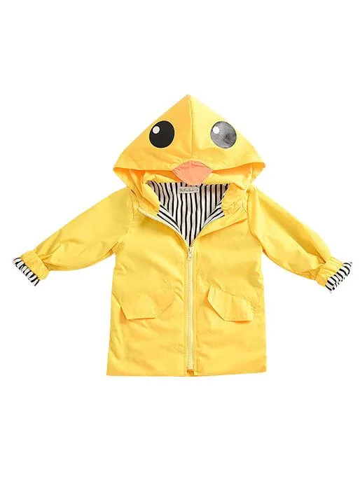 Fashion Duck Style Clothes Wind Rain Jacket Zip Light Hooded Coat For Baby Little Boys Girls Kids