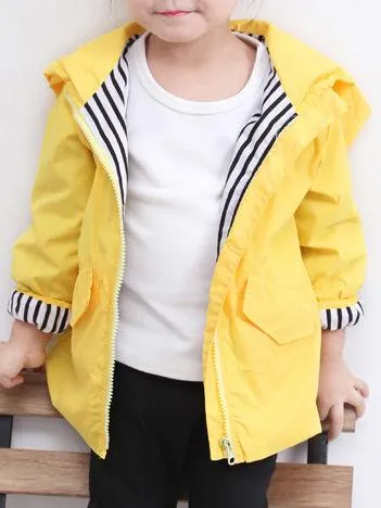 Fashion Duck Style Clothes Wind Rain Jacket Zip Light Hooded Coat For Baby Little Boys Girls Kids