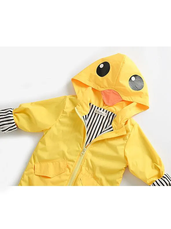 Fashion Duck Style Clothes Wind Rain Jacket Zip Light Hooded Coat For Baby Little Boys Girls Kids