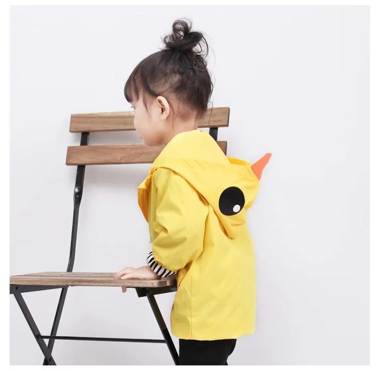 Fashion Duck Style Clothes Wind Rain Jacket Zip Light Hooded Coat For Baby Little Boys Girls Kids