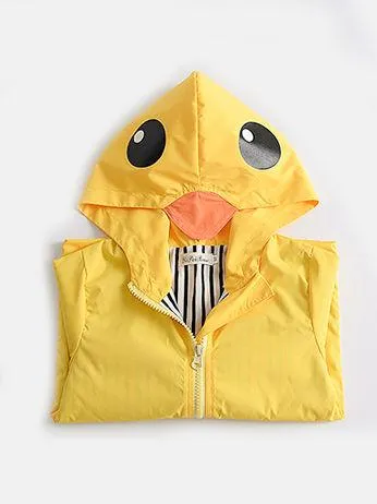 Fashion Duck Style Clothes Wind Rain Jacket Zip Light Hooded Coat For Baby Little Boys Girls Kids