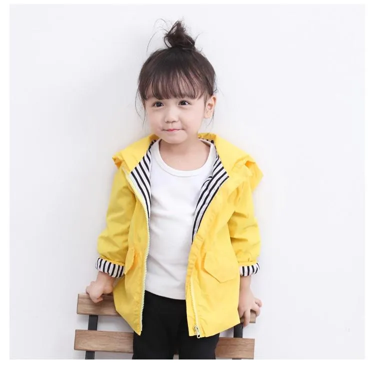 Fashion Duck Style Clothes Wind Rain Jacket Zip Light Hooded Coat For Baby Little Boys Girls Kids