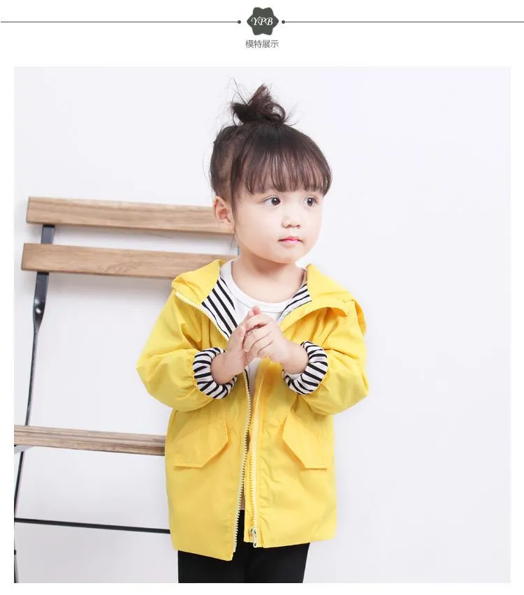 Fashion Duck Style Clothes Wind Rain Jacket Zip Light Hooded Coat For Baby Little Boys Girls Kids