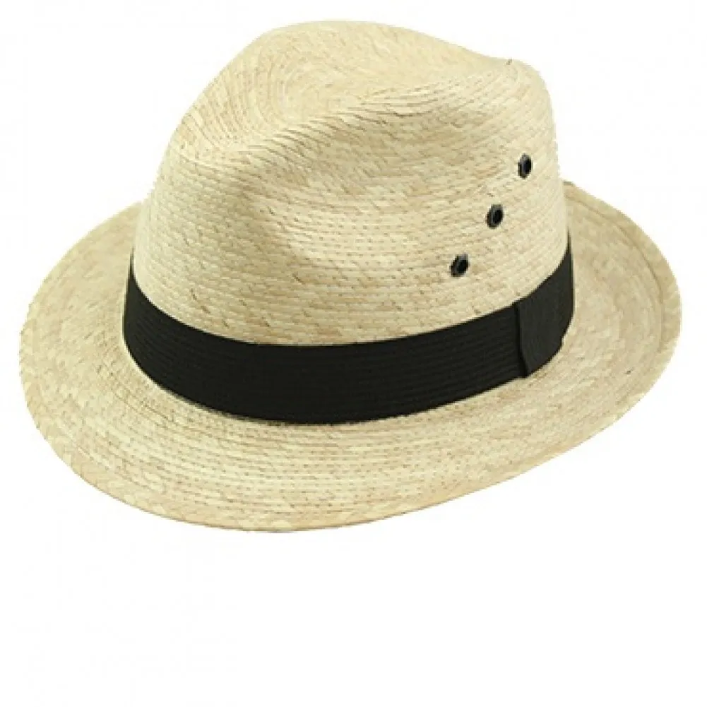 FD-900 PALM LEAF FEDORA HAT - Natural, Toast