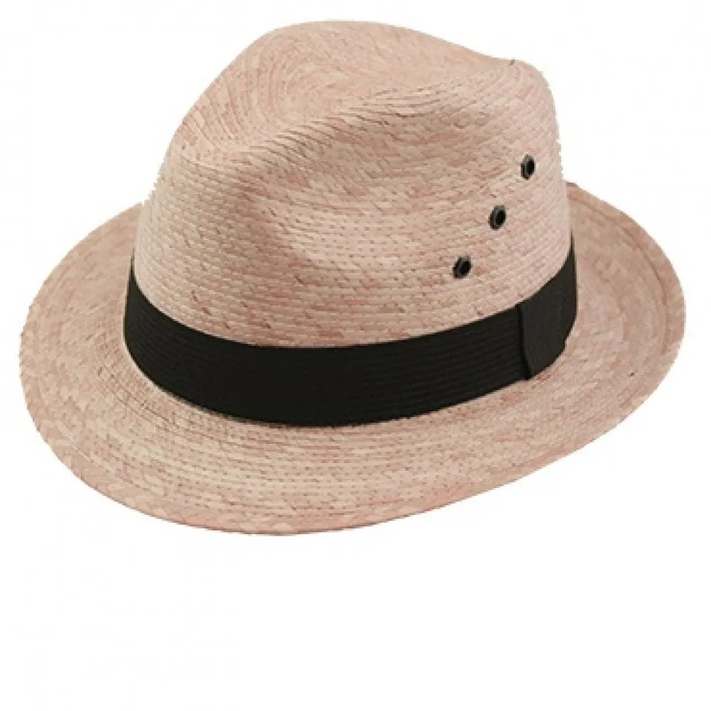 FD-900 PALM LEAF FEDORA HAT - Natural, Toast