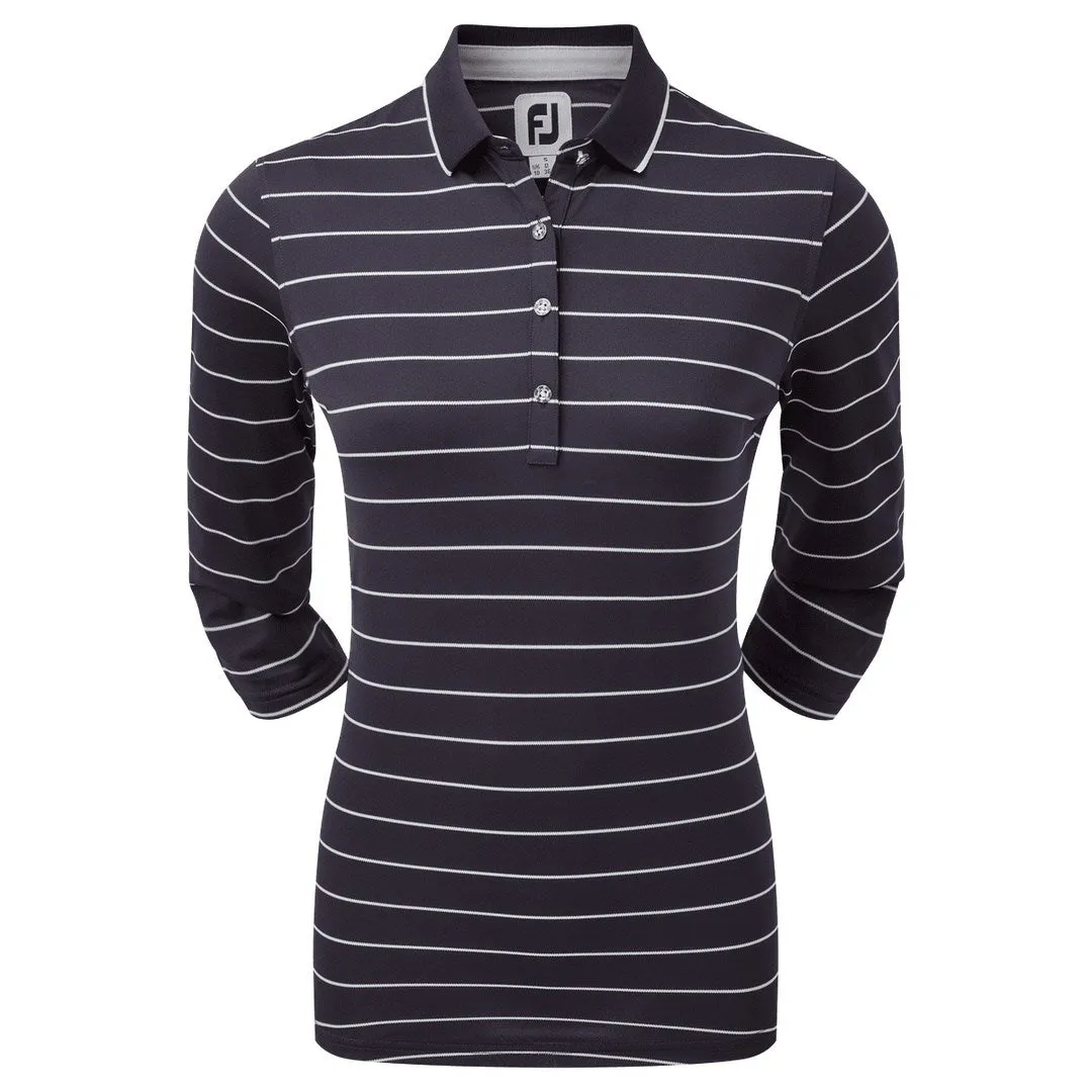 FootJoy Ladies 3/4 Sleeve Pinstripe Pique Golf Polo Shirt 88460