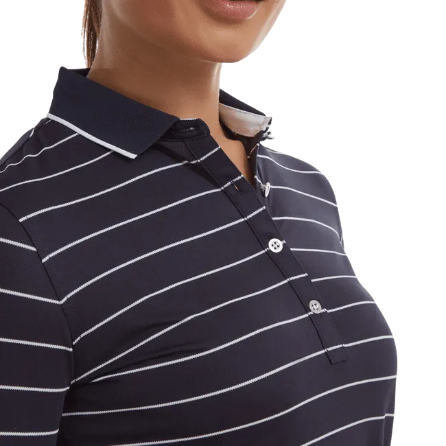 FootJoy Ladies 3/4 Sleeve Pinstripe Pique Golf Polo Shirt 88460