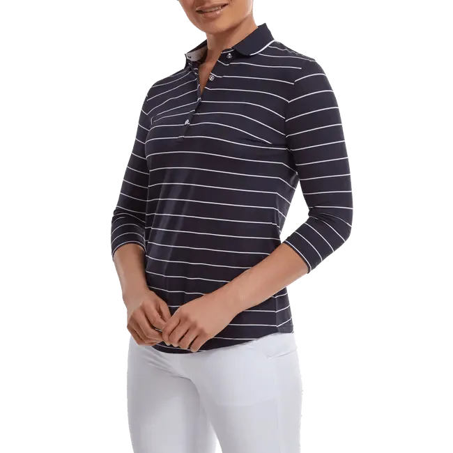 FootJoy Ladies 3/4 Sleeve Pinstripe Pique Golf Polo Shirt 88460