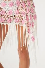 FRANKIES-HENDRIX CROCHET SKIRT-PINK/WHITE