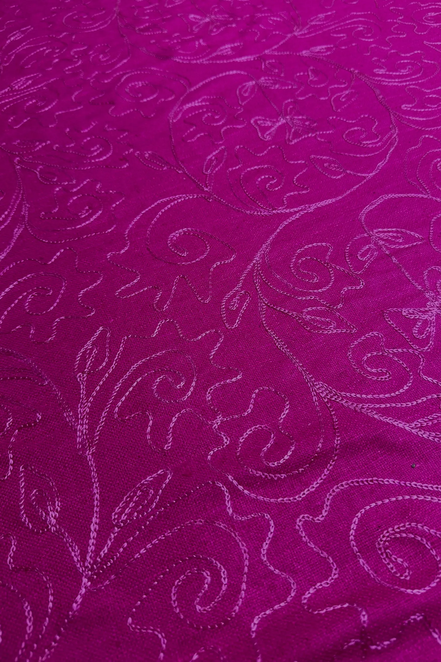 Fuchsia Embroidered Silk Linen MEMT-018-032