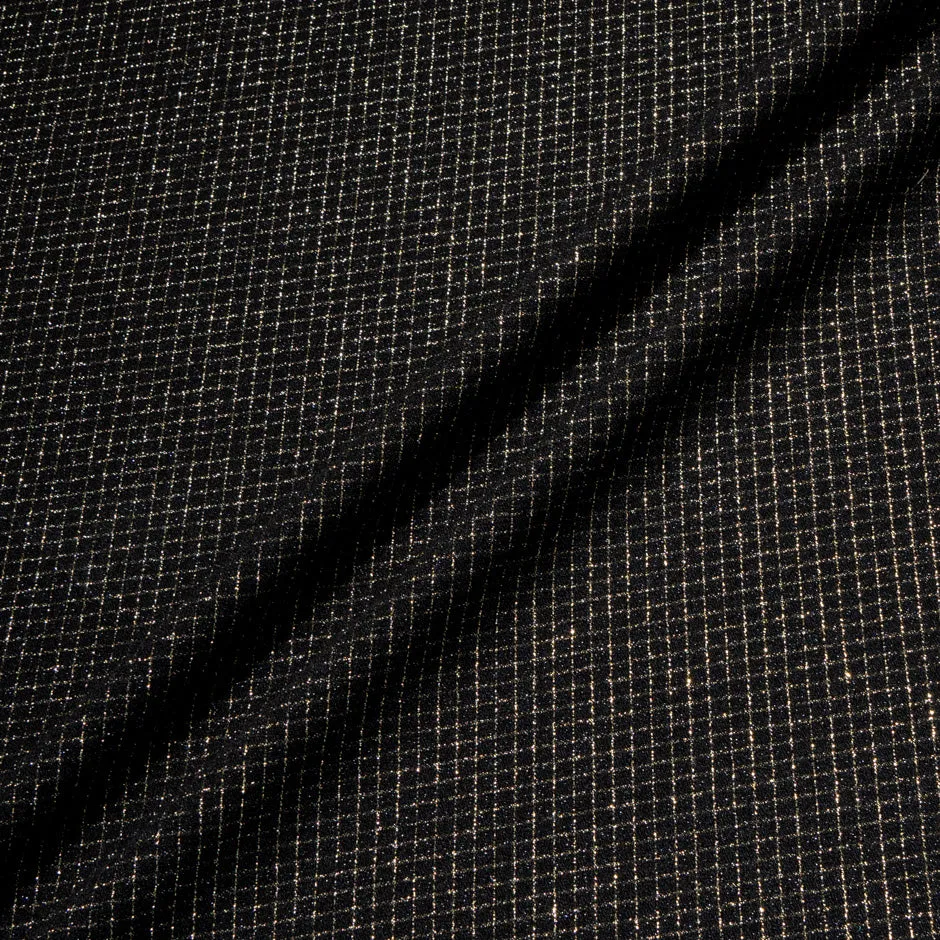 Gold Metallic Checkered Black Pure Wool