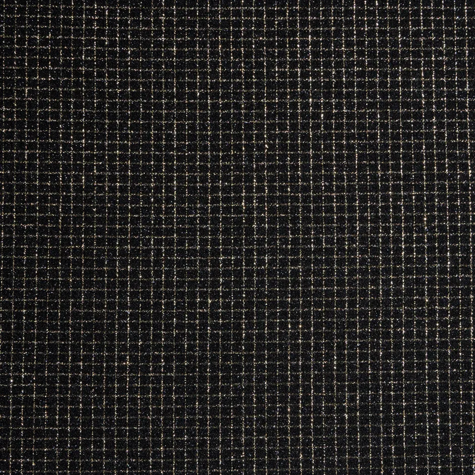 Gold Metallic Checkered Black Pure Wool