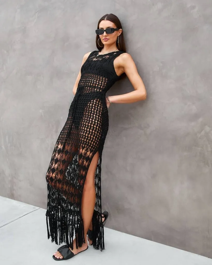 Hollow Out Mesh Crochet Dress