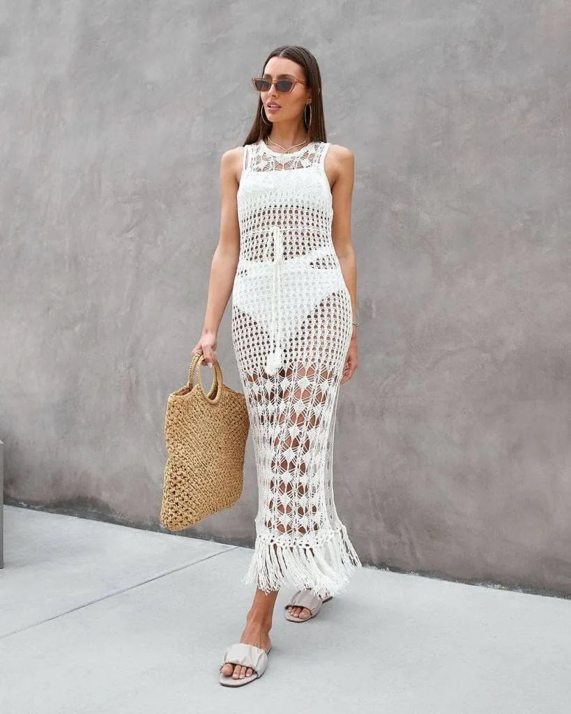 Hollow Out Mesh Crochet Dress