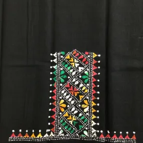 Kantha Black Blouse Fabric with Colourful Embroidery