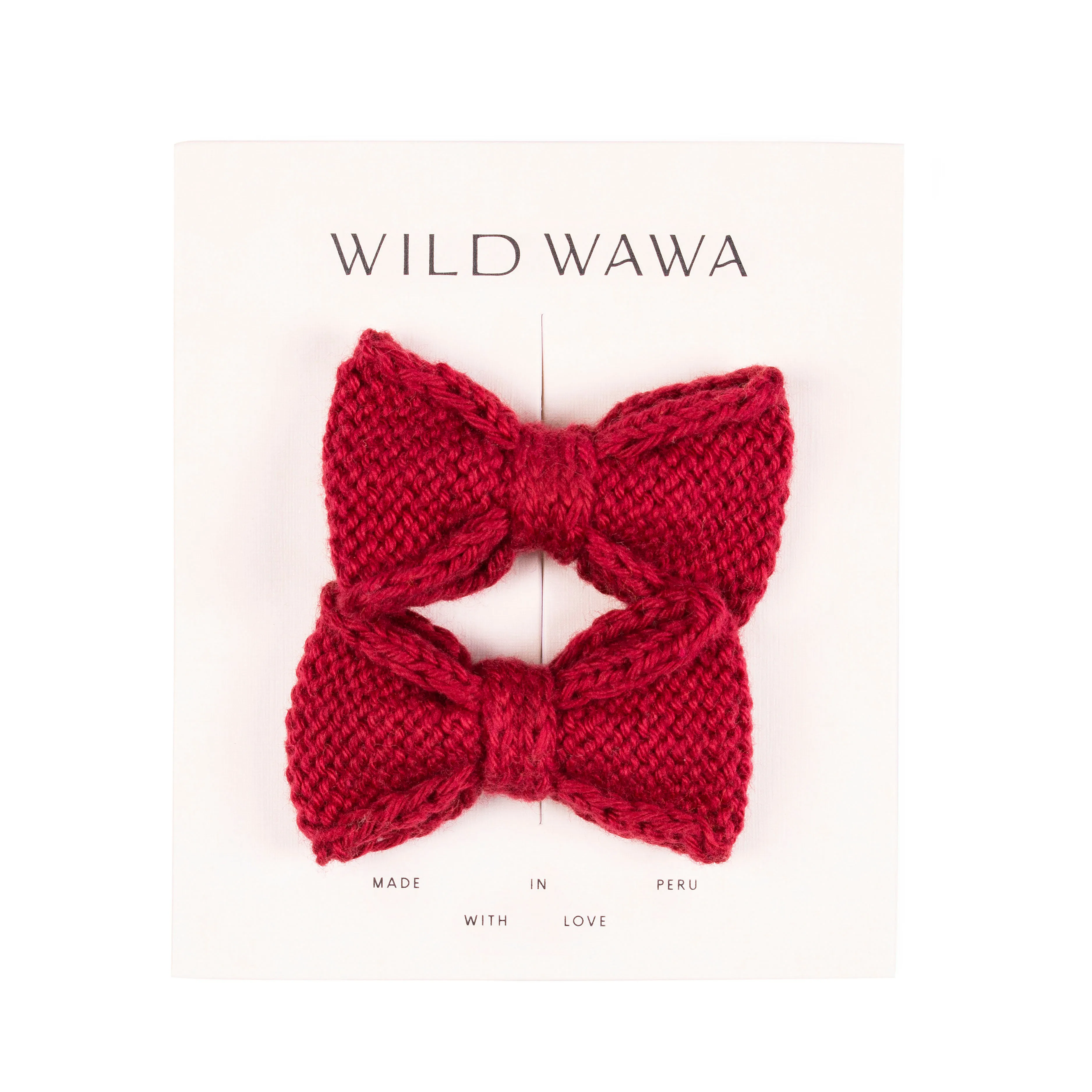 Knitted Bow Clip Set - Crimson