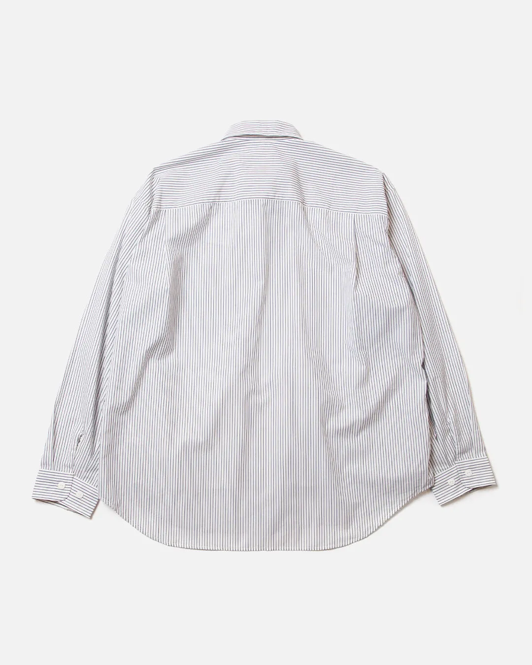 L/S Work Shirt - White / Navy Blue Stripe