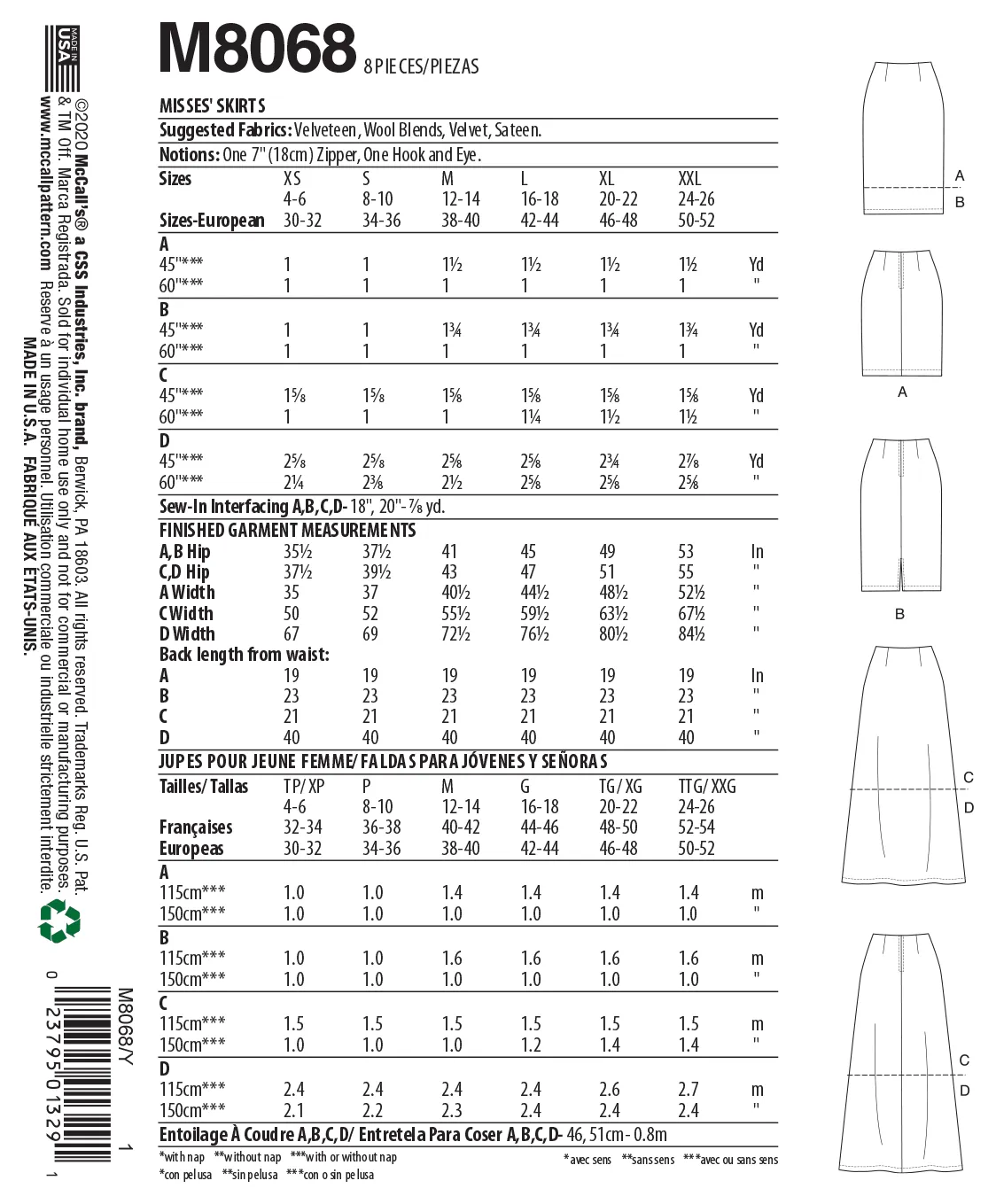 M8068 #JillMcCalls - Misses' Skirts in Three Lengths