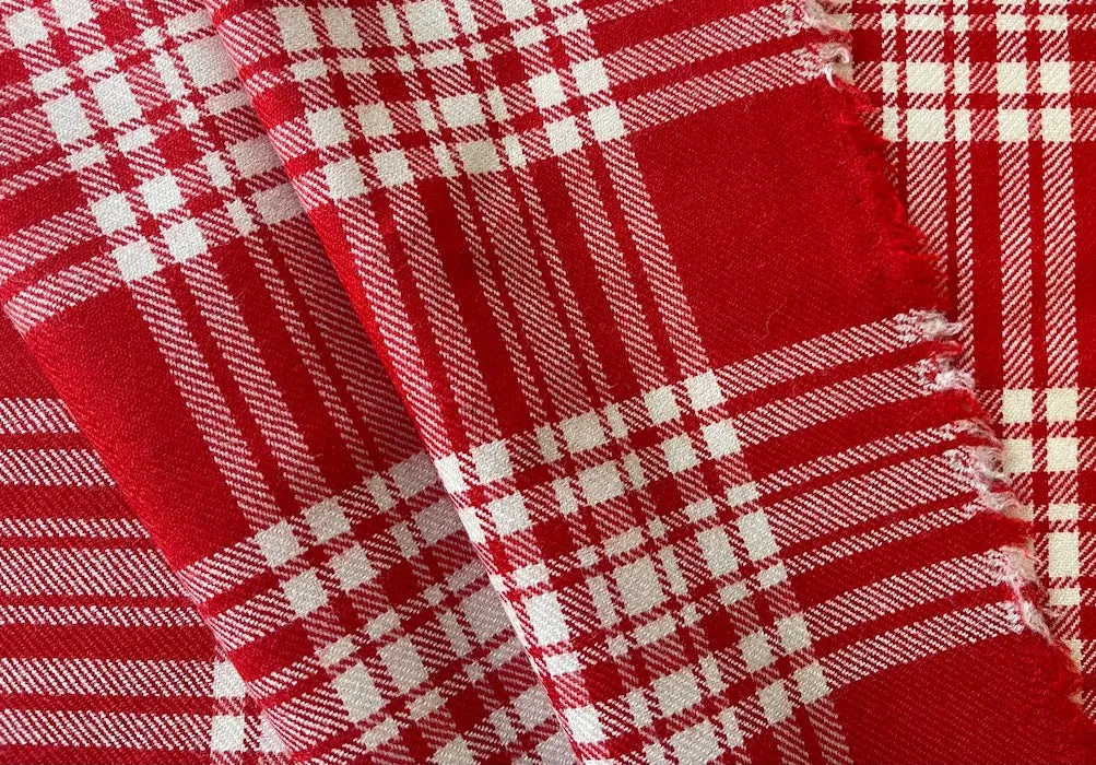 Menzies Cherry & Off-White Full Dress Wool Tartan (Made in Scotland)