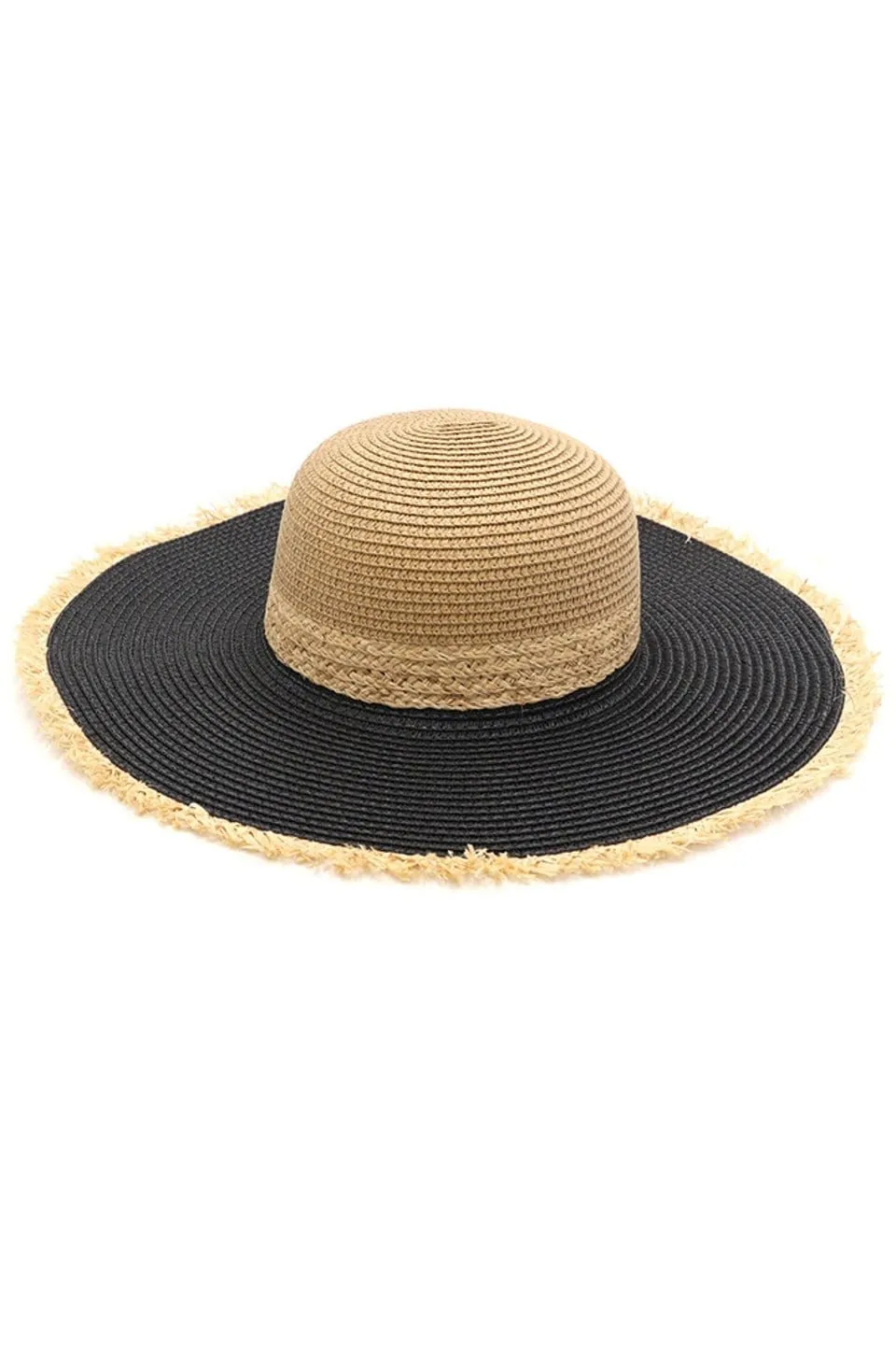 MH0094 Frayed Edge Straw Floppy Hat