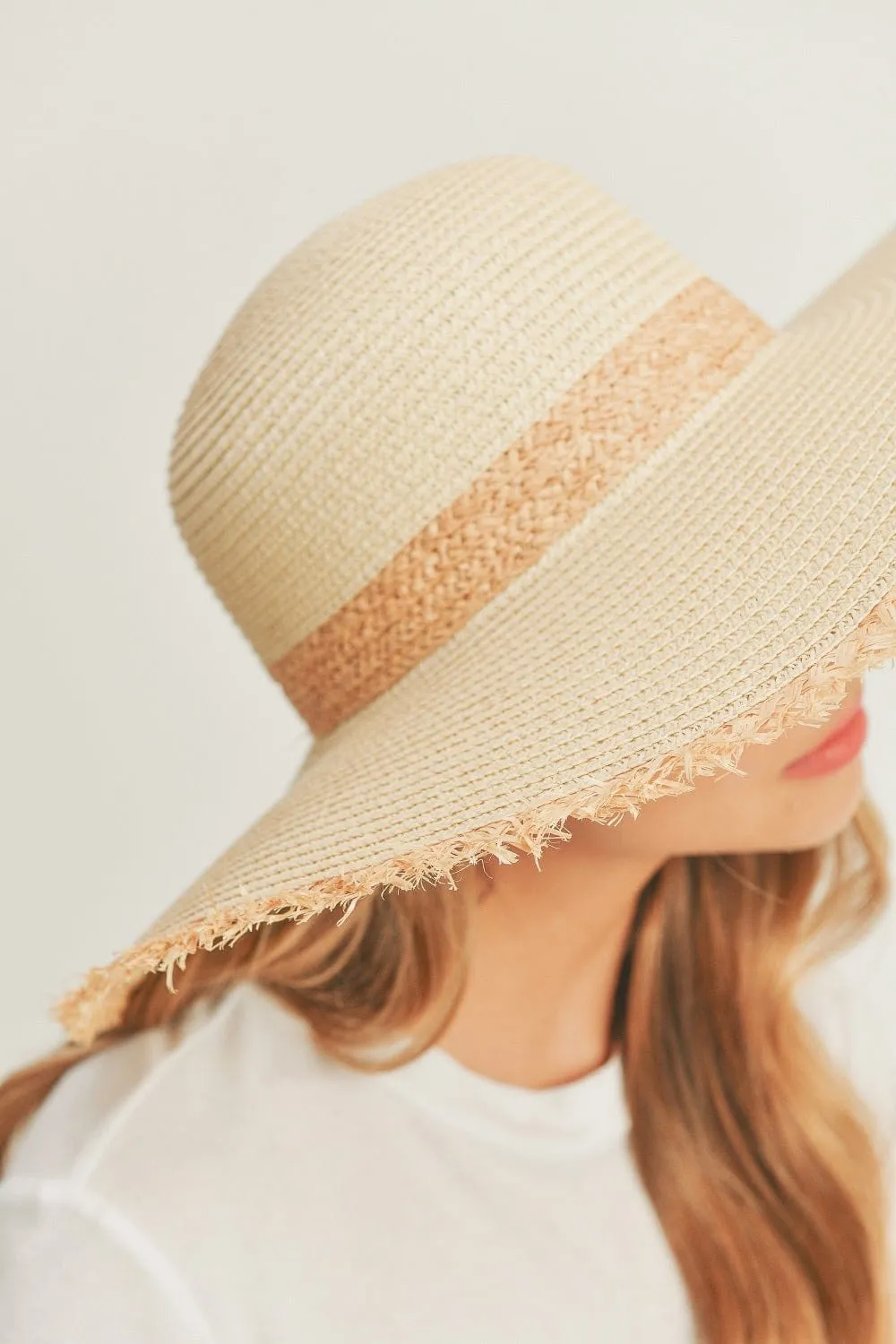 MH0094 Frayed Edge Straw Floppy Hat