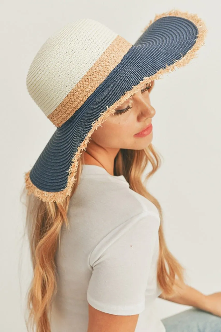 MH0094 Frayed Edge Straw Floppy Hat