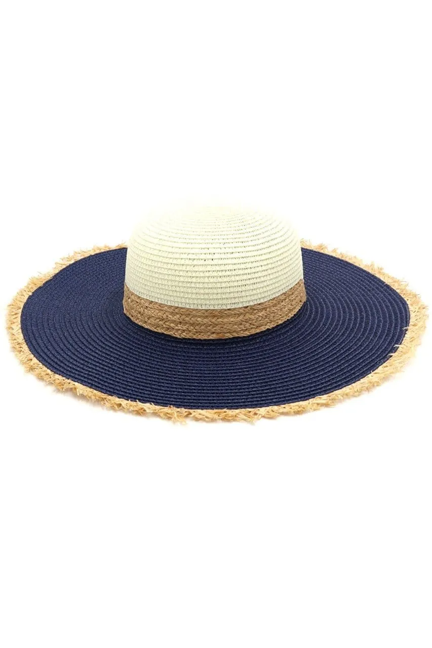 MH0094 Frayed Edge Straw Floppy Hat