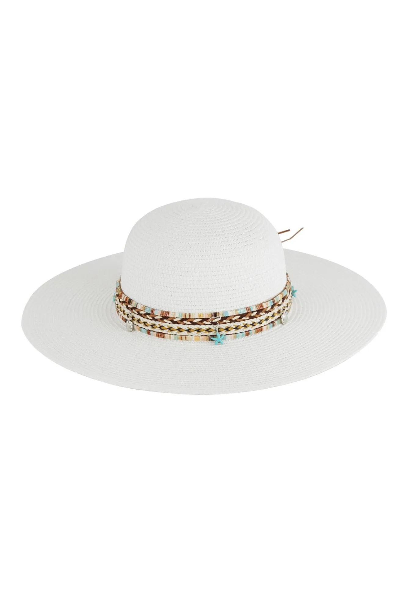 MH0161 Jayda Floppy Straw Hat With Boho/Sealife Band