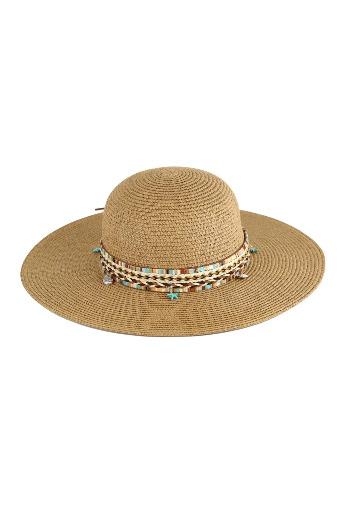 MH0161 Jayda Floppy Straw Hat With Boho/Sealife Band