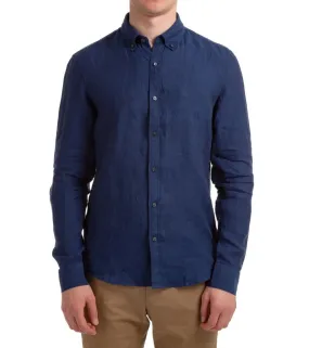 Michael Kors - Cotton Slim Fit Shirt, Washed Linen, Navy