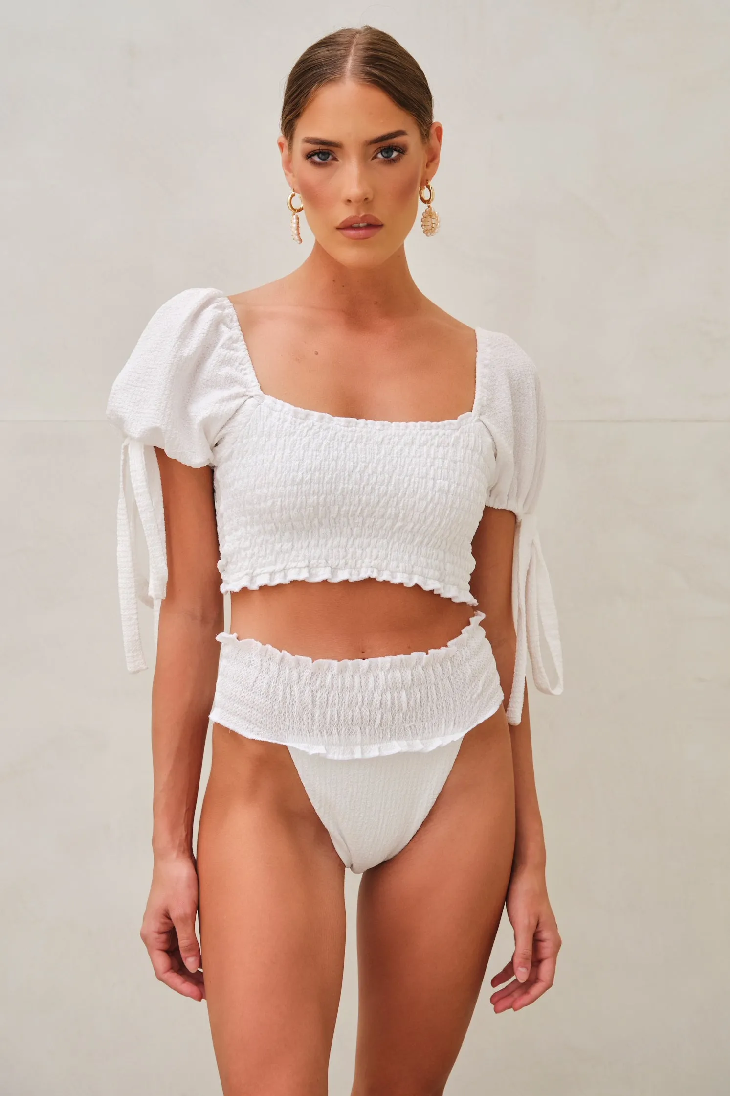 Milan High Waisted Bottoms White