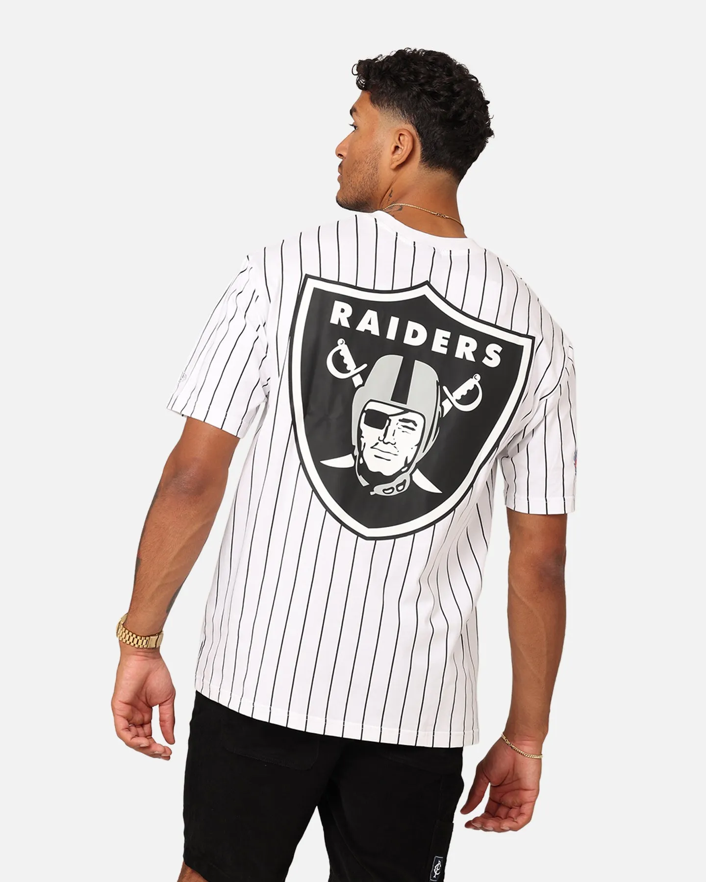 New Era Las Vegas Raiders Oversized T-Shirt White Pinstripe