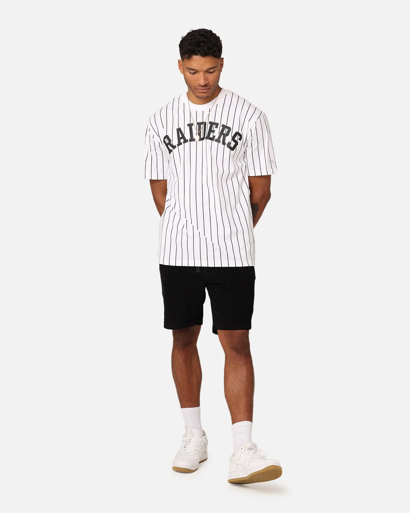 New Era Las Vegas Raiders Oversized T-Shirt White Pinstripe