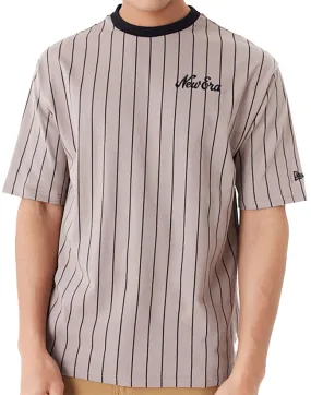 New Era Mens Pinstripe Oversized T Shirt Brown