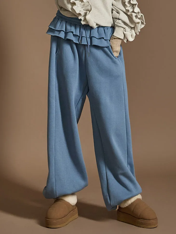 P3318 Fleece-lined Frill sweat Pants